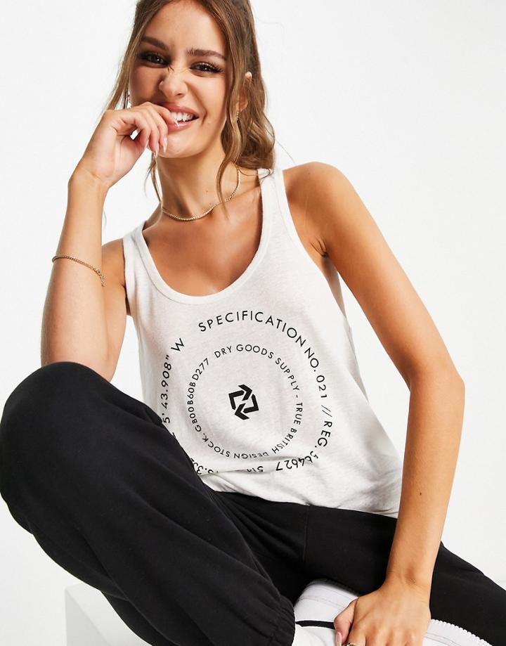 Superdry Desert Logo Front Linen Tank Top In Cream-white