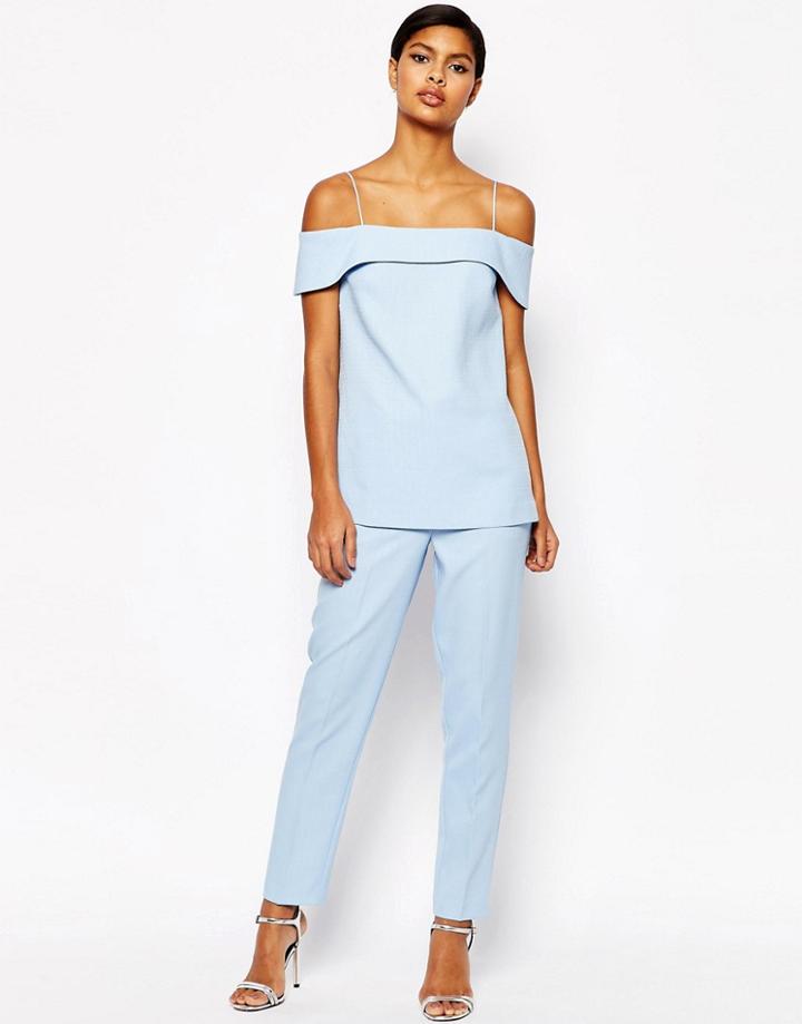 Asos Occasion Textured Tailored Pant Co-ord - Blue