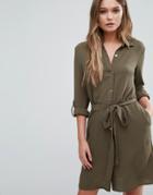 Lipsy Belted Shirt Dress - Green