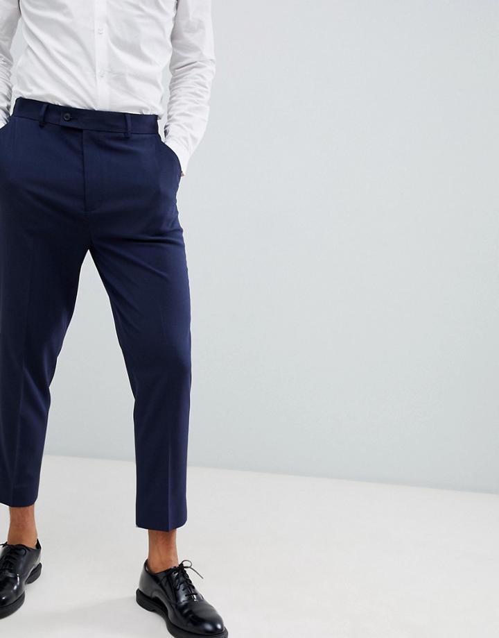 Asos Design Tapered Smart Pants In Navy - Navy