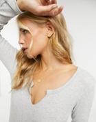 Brave Soul Notch Neck Long Sleeve Top-grey