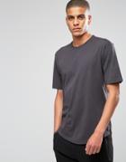 Sisley Crew Neck T-shirt With Drop Shoulder - Charcoal