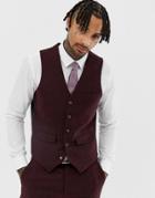 Harry Brown Burgundy Slim Fit Donnegal Suit Vest-red