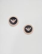 Emporio Armani Logo Stud Earrings In Rose Gold - Gold