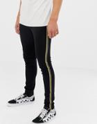 Brooklyn Supply Co Super Skinny Black Jean With Side Taping - Black