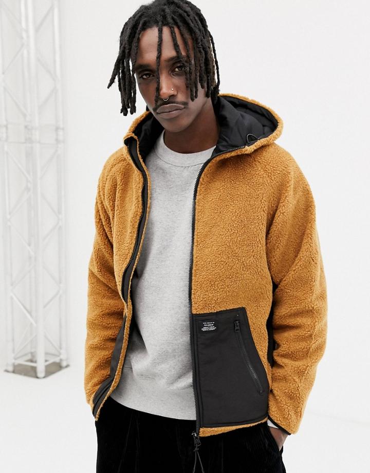 Pull & Bear Borg Paneled Jacket In Camel - Tan