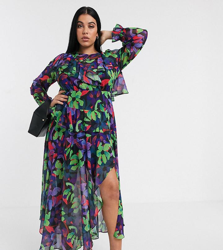Lost Ink Plus Maxi Dress In Vintage Floral