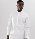 Asos Design Regular Fit Overhead Longline Shirt With Bib Detail In White - White