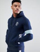 Gym King Muscle Poly Track Hoodie In Blue With Logo - Blue