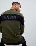 Chasin' Quincy Sweatshirt With Arm Panels Khaki - Black