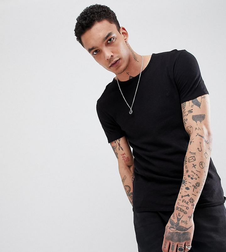 Heart & Dagger Muscle Fit T-shirt With Embroidery - Black