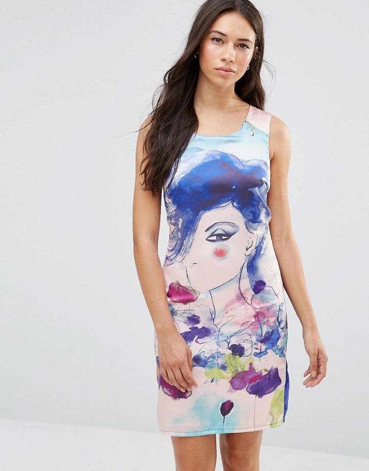 Lavand Watercolour Print Shift Dress