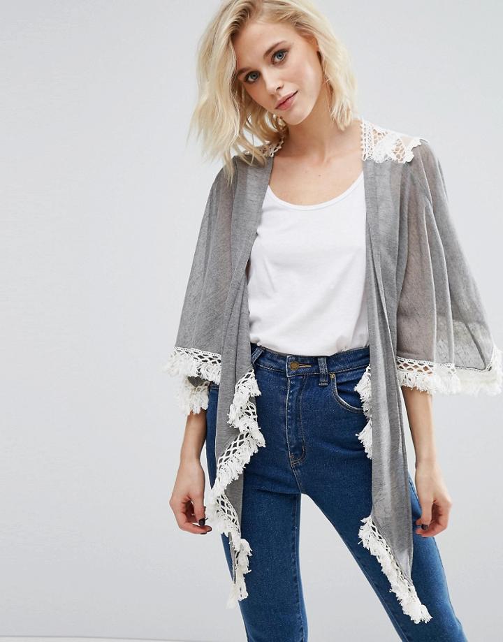 Asos Gray & Lace Cape - Gray