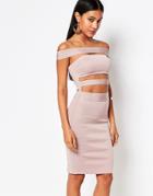 Wow Couture Off Shoulder Bandage Dress - Dusky Wineberry