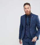 Noose & Monkey Harris Tweed Super Skinny Suit Jacket In Dogstooth - Blue