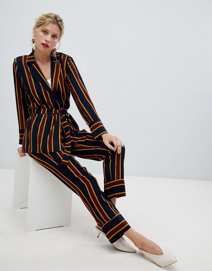 Y.a.s Bold Stripe Straight Leg Pants-multi