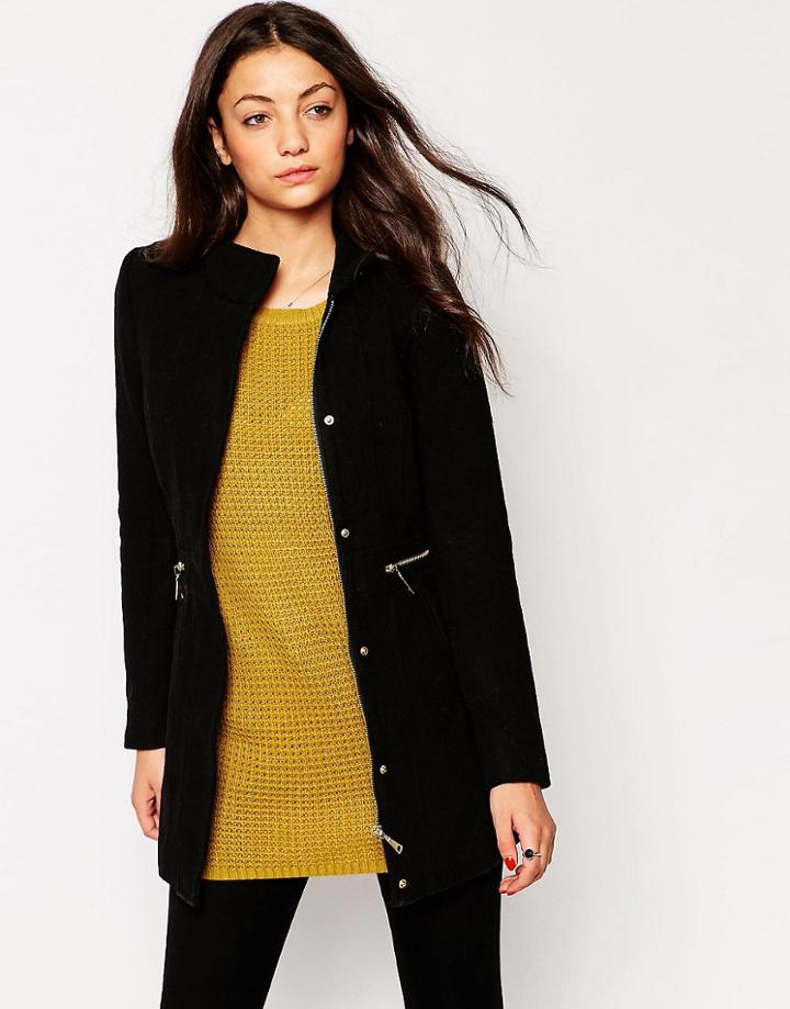 Vero Moda High Neck Jacket With Zip Detail - Black