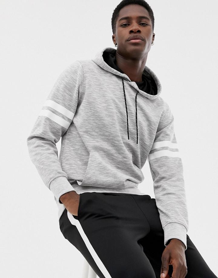 Jack & Jones Core Hoodie With Arm Stripe - Gray