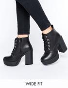 New Look Wide Fit Lace Up Boots - Black