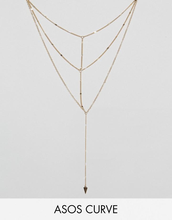 Asos Curve Asos Multirow Triangle Chain Necklace - Gold