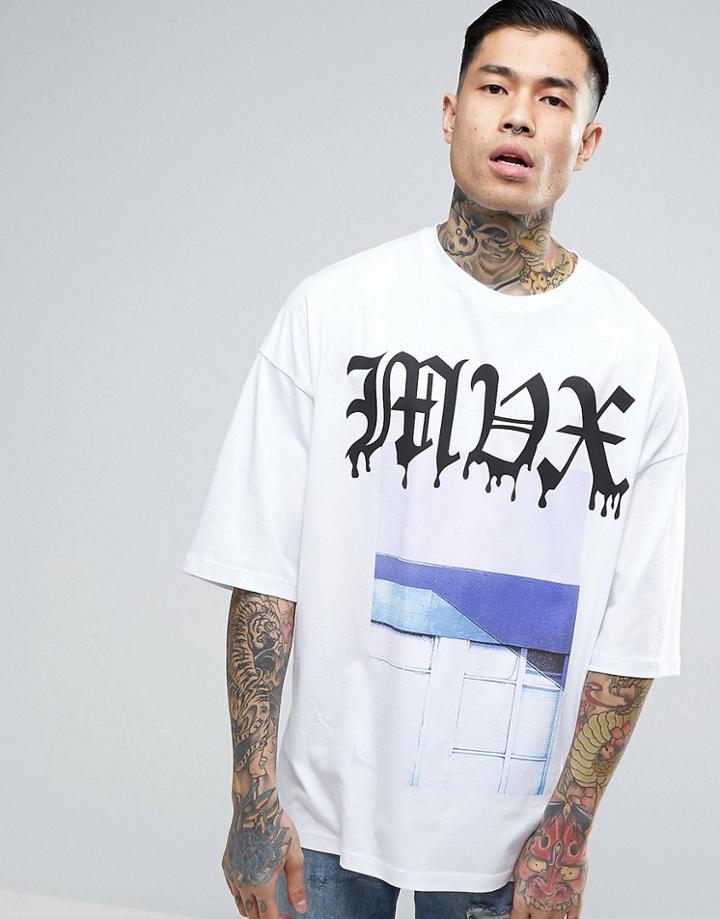 Asos Oversized T-shirt With Photographic Text Print - White
