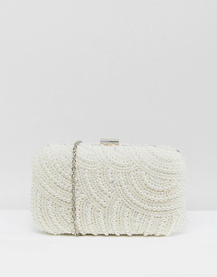 Chi Chi London Clutch Bag In Pearls - White