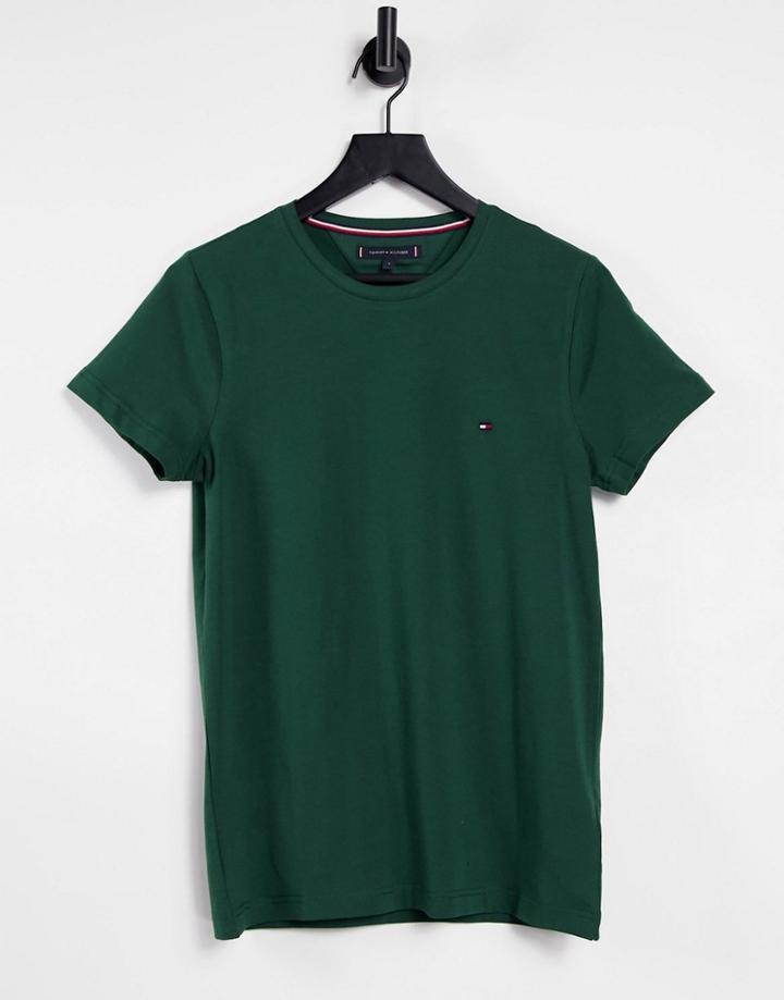 Tommy Hilfiger Icon Logo Stretch Slim Fit T-shirt In Pine Grove Green