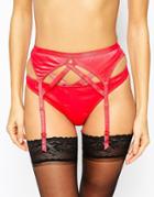 Asos Monroe Satin Strappy Suspender - Red