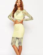 Missguided Premium Scallop Lace Long Sleeve Top - Yellow