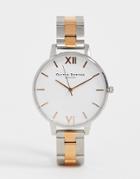 Olivia Burton Big Dial Silver And Rose Gold Watch