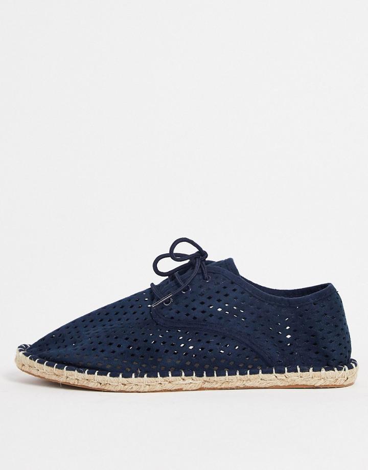 Asos Design Lace Up Espadrilles In Navy