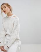 Miss Selfridge Mixed Yarn Chunky Sweater - White