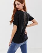 Jdy Lace Back T-shirt In Black