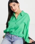 Monki Recycled Oversized Shirt In Bright Green