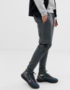 Asos Design Skinny Sweatpants With Cargo Pocket In Washed Black - Black