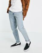 Asos Design Light Wash Slim Jeans In Selvage Denim-blues