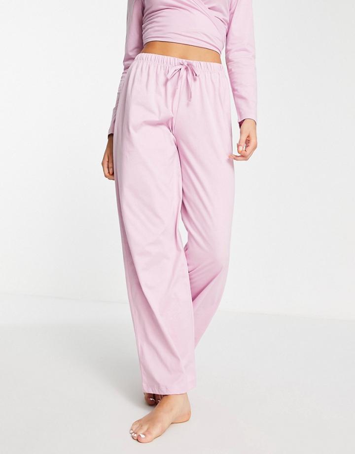 Asos Design Mix & Match Cotton Pyjama Trouser In Pink - Pink