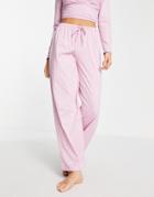 Asos Design Mix & Match Cotton Pyjama Trouser In Pink - Pink