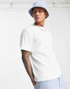 Asos Design Relaxed T-shirt In Cream Texture-white