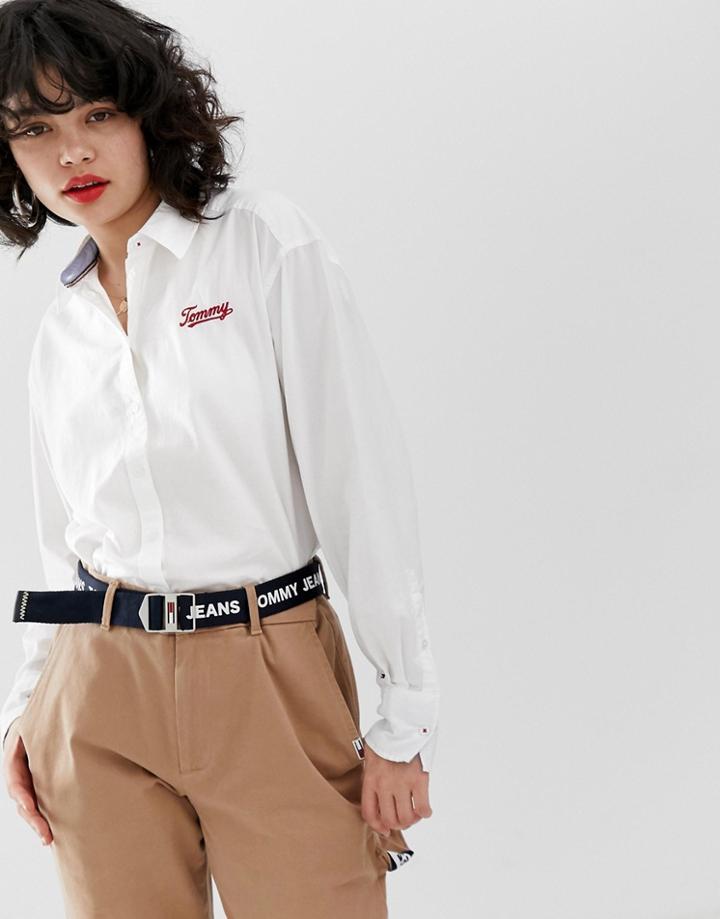 Tommy Jeans Embroidered Logo Shirt - White