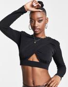 Trendyol Long Sleeve Cut Out Top In Black