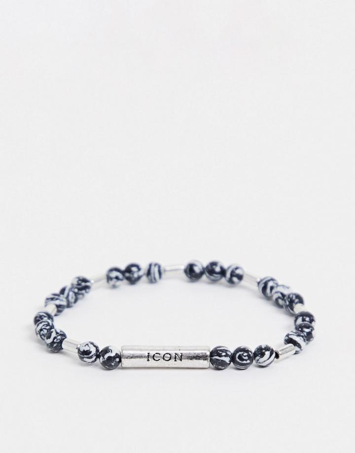 Icon Brand Stretch Bead Bracelet In Black