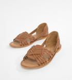 Asos Design Wide Fit Focal Leather Flat Sandals - Tan