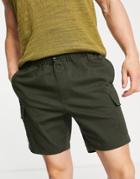 Asos Design Slim Cargo Shorts In Dark Green