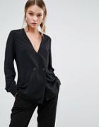 New Look Double Breasted Tux Blouse - Black