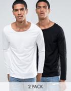 Asos Long Sleeve T-shirt With Boat Neck 2 Pack - Multi