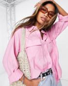 Object Textured Shirt With Pockets In Pink
