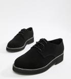 Asos Design Minus Wide Fit Chunky Lace Up Flat Shoes - Black