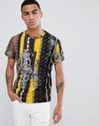 Versace Jeans T-shirt With Baroque Print - Yellow