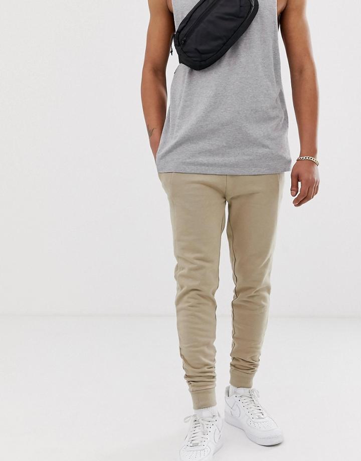 Asos Design Skinny Sweatpants In Beige